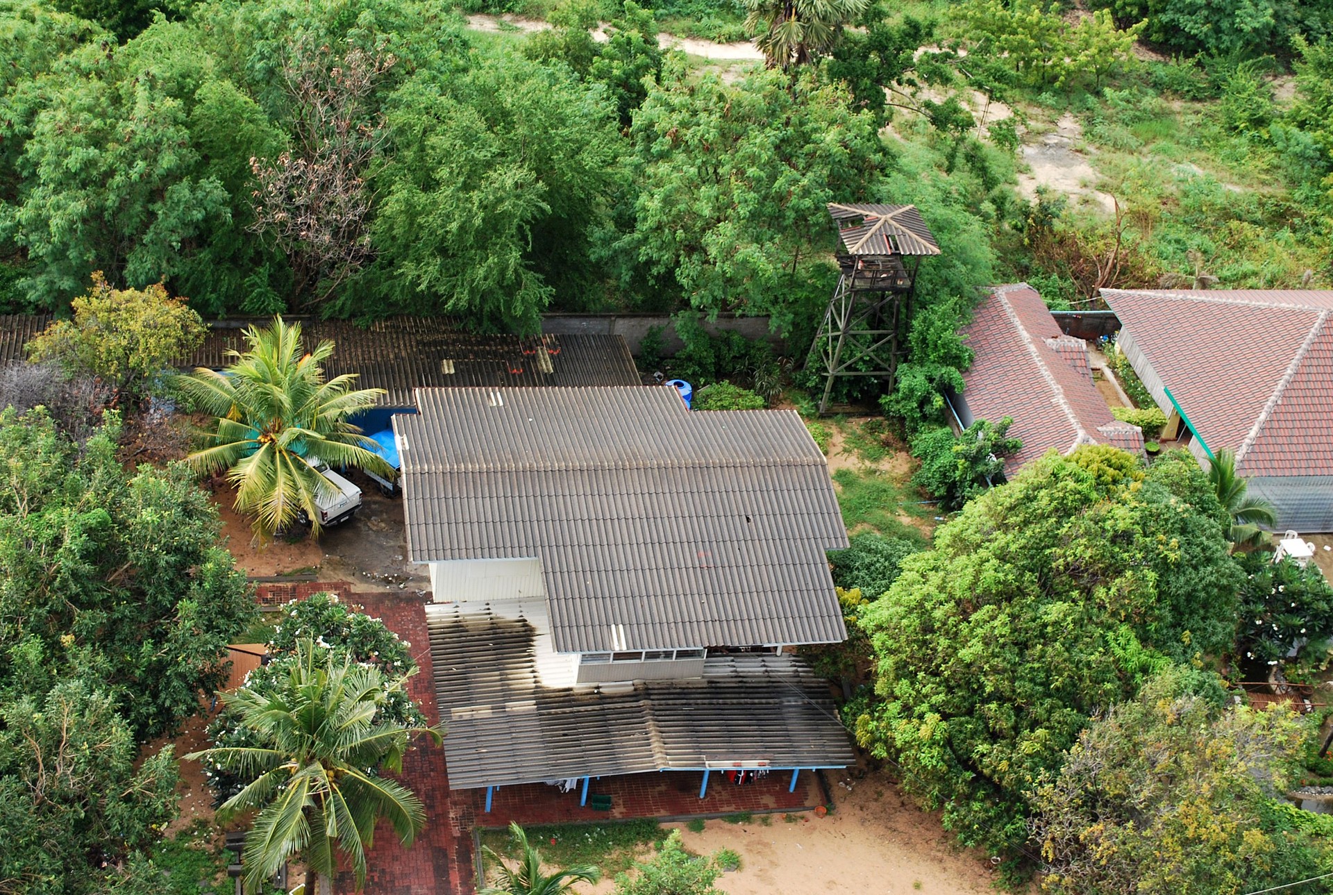 Aerial view of a typical residential housekeeping in Thailand