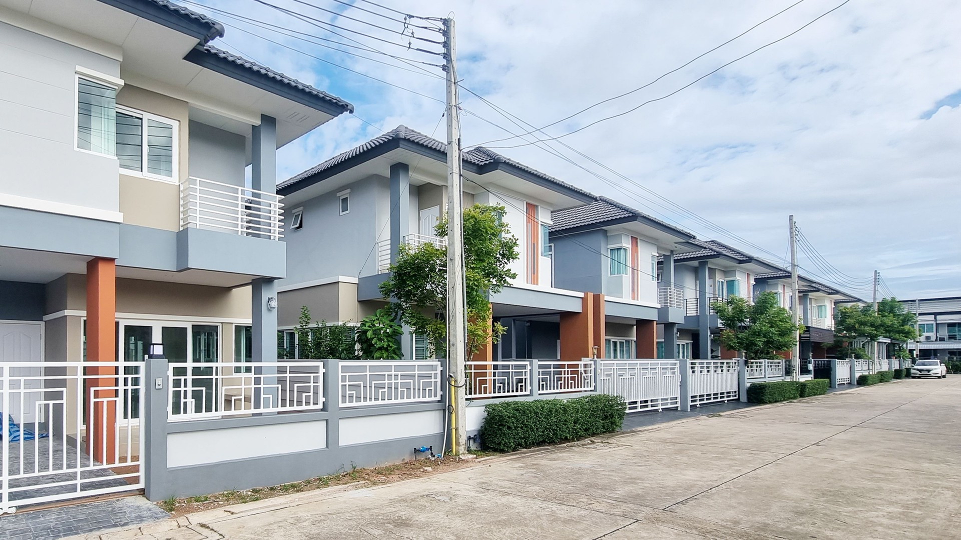 Thai Suburban area with modern family houses, newly build moder